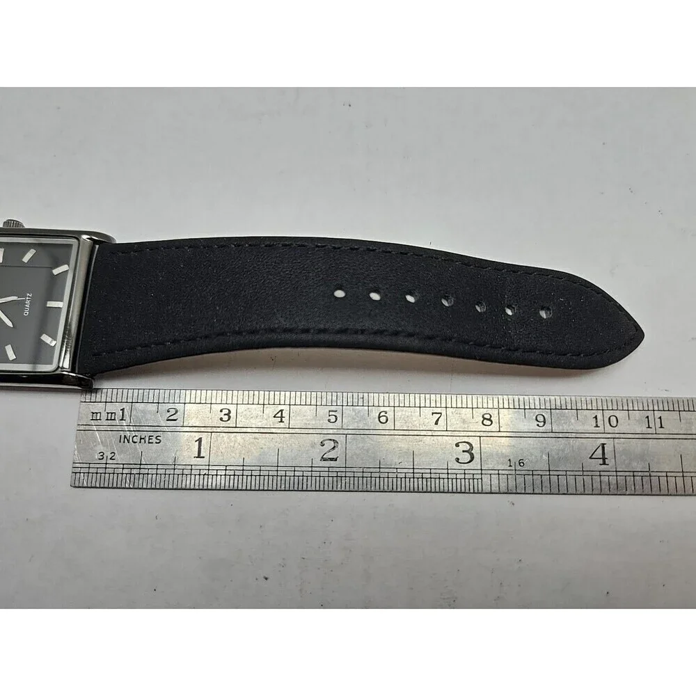 Giorgio & Dario 5771 Slim Tank Black Dial Quartz Watch New Battery Unisex